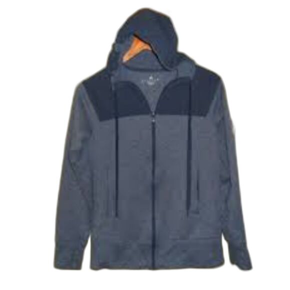 Adidas Gray/Slate Blue Full Zip Up Sweater Hooded W/ Thumb Holes Women's M - Picture 1 of 8
